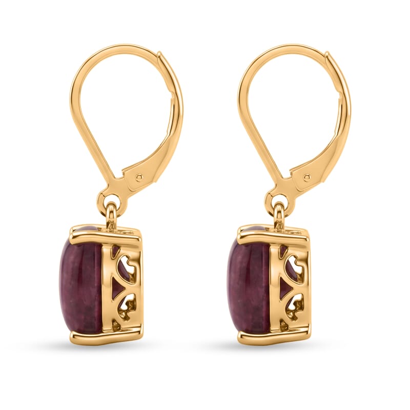 EverTrue Premium Norwegian Thulite 8.00 ctw Victorian Blush Earrings in 18K Yellow Gold Plated