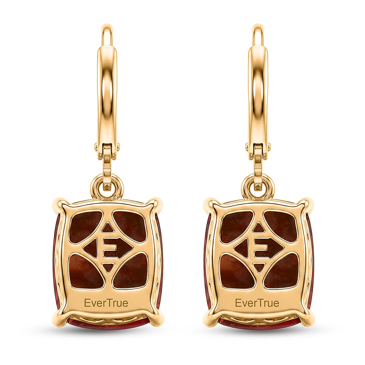 EverTrue Premium Norwegian Thulite 8.00 ctw Victorian Blush Earrings in 18K Yellow Gold Plated