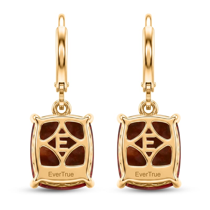 EverTrue Premium Norwegian Thulite 8.00 ctw Victorian Blush Earrings in 18K Yellow Gold Plated