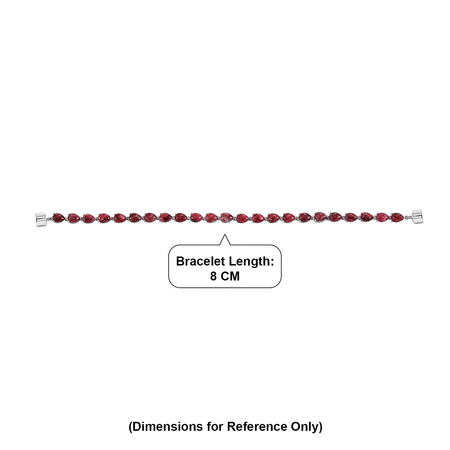 EverTrue Norwegian Thulite 23.70 ctw Blush Line Bracelet in Platinum Bond (8.00 In)