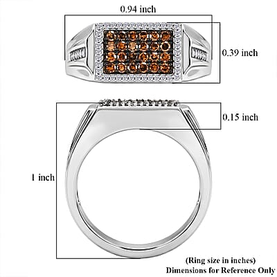 Luxuriant Lab Grown Red and White Diamond (SI) (IR) 0.50 ctw Men's Ring in Rhodium Over Sterling Silver (Size 9.0)