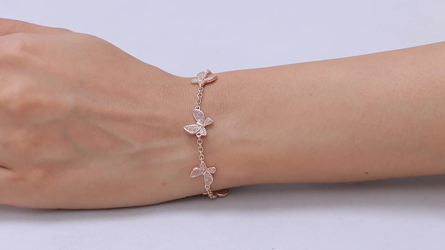 D'Joy Natural Pink Diamond Bracelet in 18K Vermeil RG Over Sterling Silver (7.25 In) 1.00 ctw