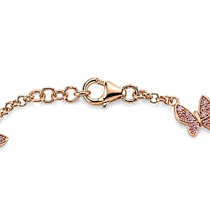 D'Joy Uncut Natural Pink Diamond 1.00 ctw Butterfly Bloom Bracelet in 18K Vermeil Rose Gold Over Sterling Silver (7.25 In)