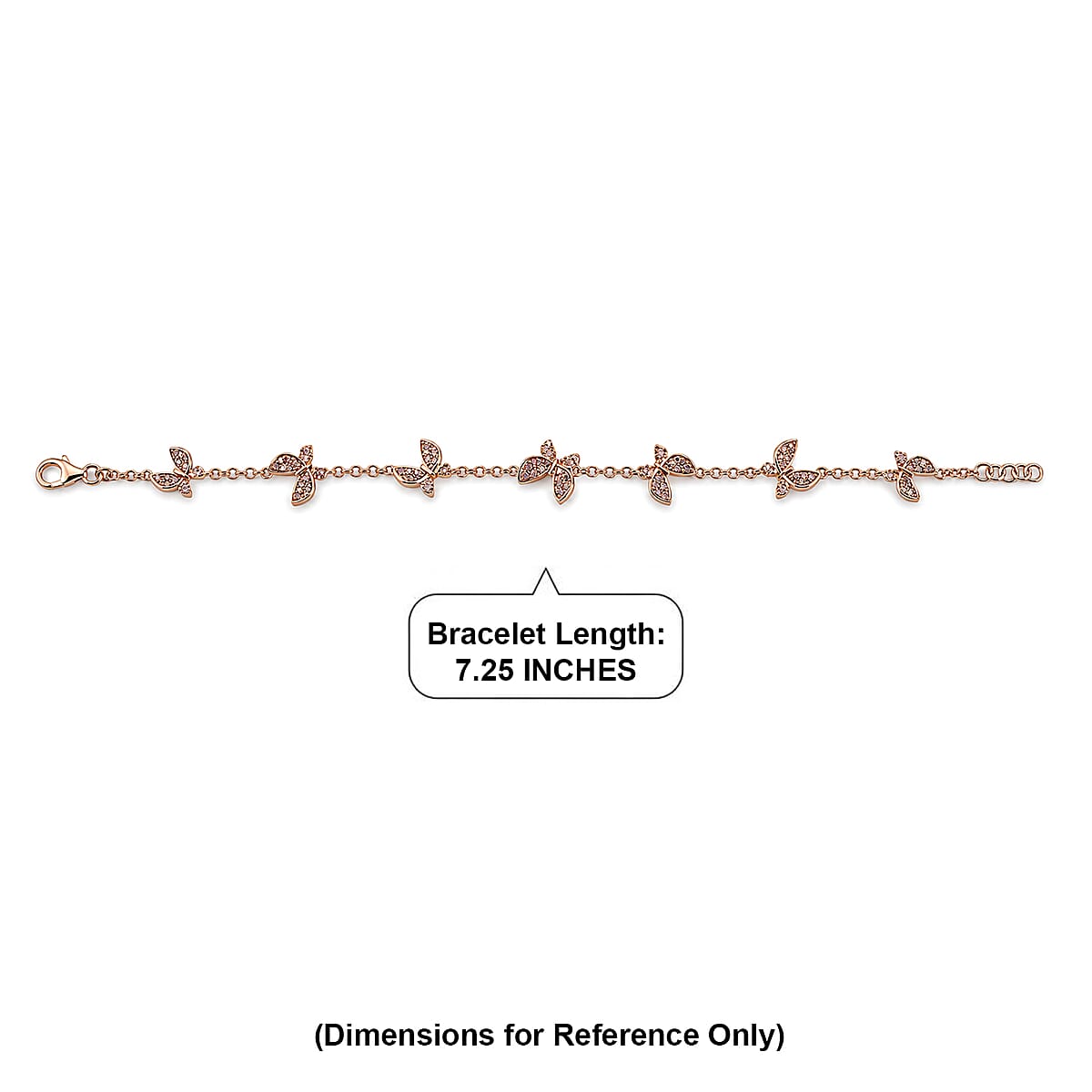D'Joy Uncut Natural Pink Diamond 1.00 ctw Butterfly Bloom Bracelet in 18K Vermeil Rose Gold Over Sterling Silver (7.25 In) image number 4