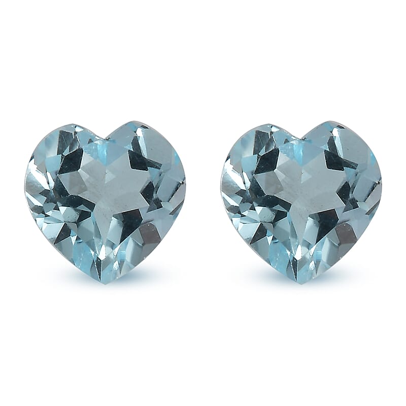 Sky Blue Topaz Set of 2 (Hrt 6 mm) 1.68 ctw
