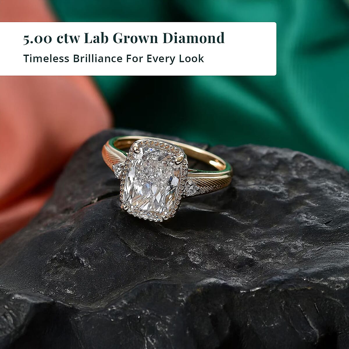 IGI Certified Luxuriant Lab Grown Diamond G VS 5.00 ctw Ring in 14K Yellow Gold (Size  9.5) image number 2
