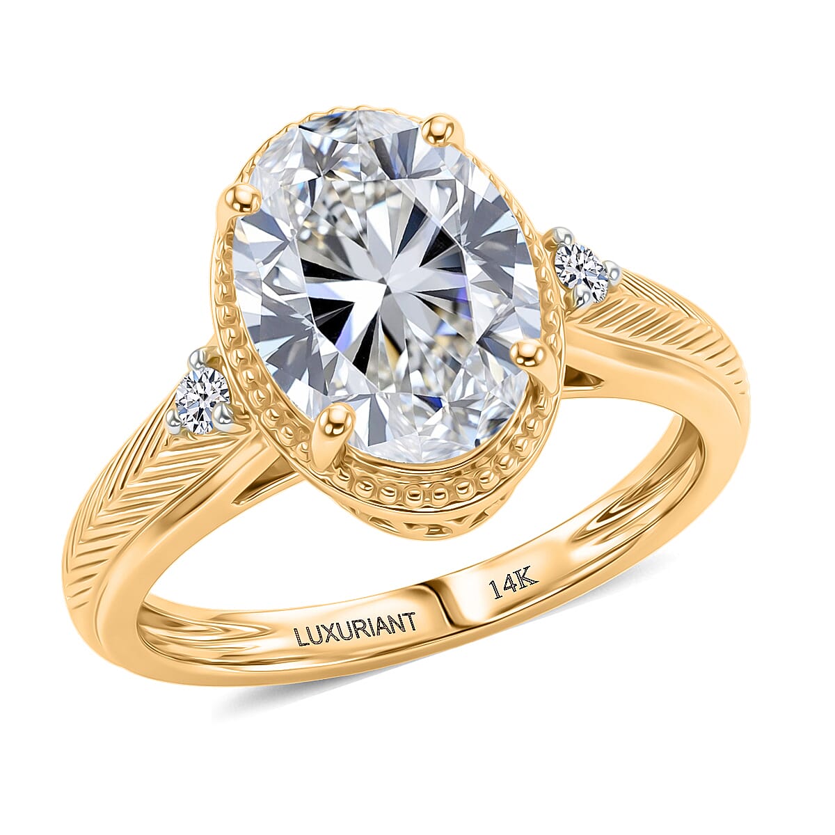 IGI Certified 14K Yellow Gold Luxuriant Lab Grown Diamond (E-F, VS) Ring (Size 10.0) 5.00 ctw