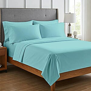 Seeboo 6pc Light Blue 100 GSM Microfiber Sheet Set -Full