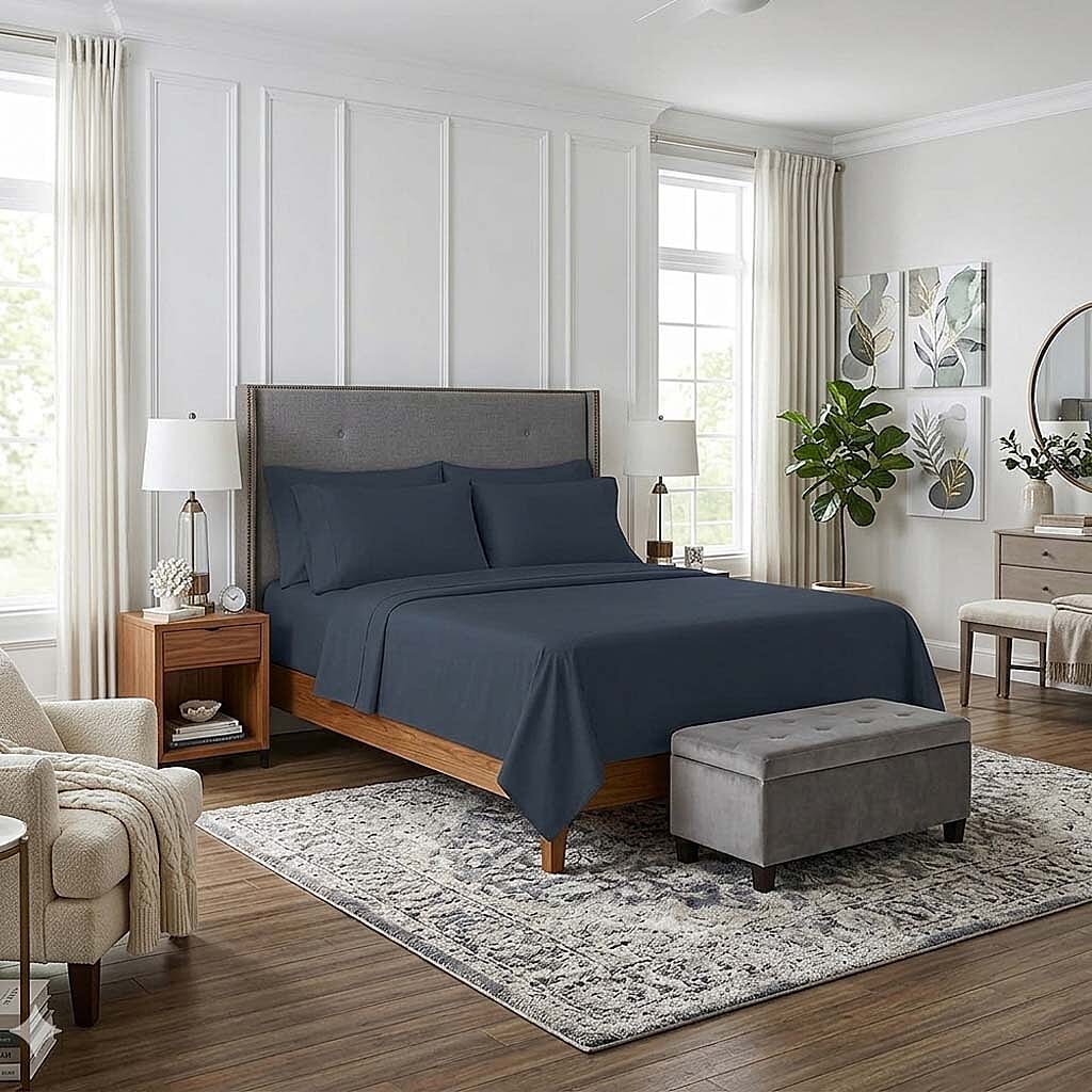 Seeboo 6pc Midnight Blue Microfiber Sheet Set -Queen