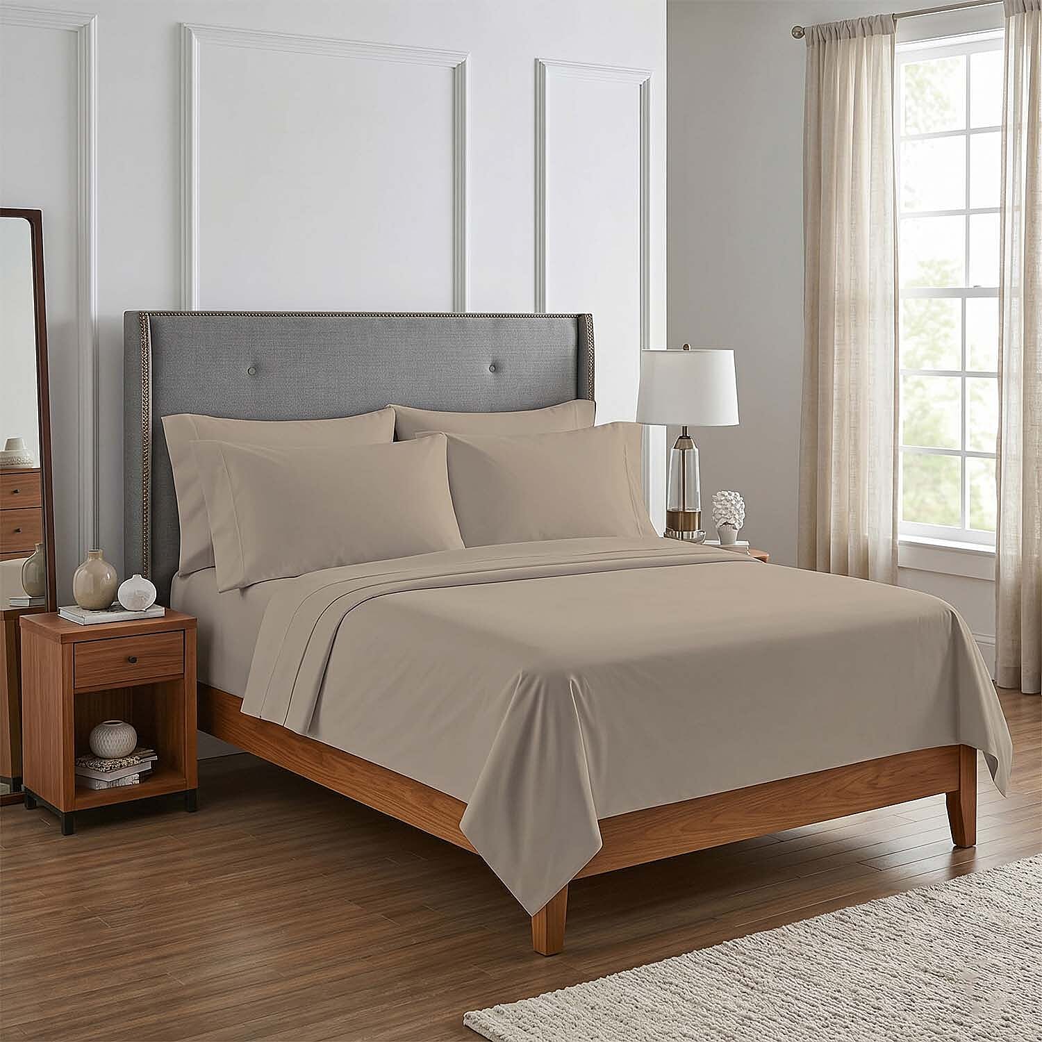 Seeboo 6pc Beige Microfiber Sheet Set -California King