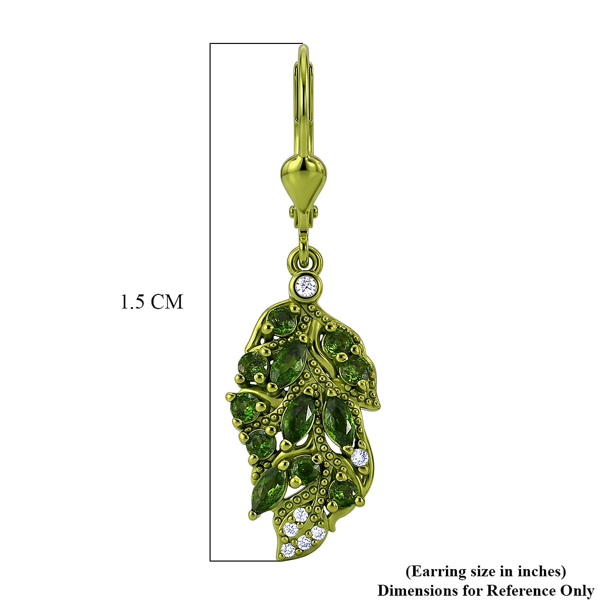 D'Joy Chrome Diopside and Moissanite 1.40 ctw Leaf Drop Earrings in Green E-coat Sterling Silver