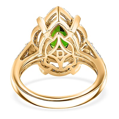 D'Joy Chrome Diopside and Multi Gemstone 1.90 ctw Royal Garden Glow Ring in 18K Vermeil Yellow Gold Over Sterling Silver (Size 11.0)