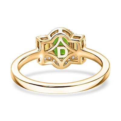 D'Joy Chrome Diopside and Multi Gemstone 1.25 ctw Twilight Garden Ring in 18K Vermeil Yellow Gold Over Sterling Silver (Size 10.0)