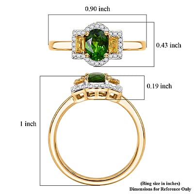 D'Joy Chrome Diopside and Multi Gemstone 1.25 ctw Twilight Garden Ring in 18K Vermeil Yellow Gold Over Sterling Silver (Size 10.0)