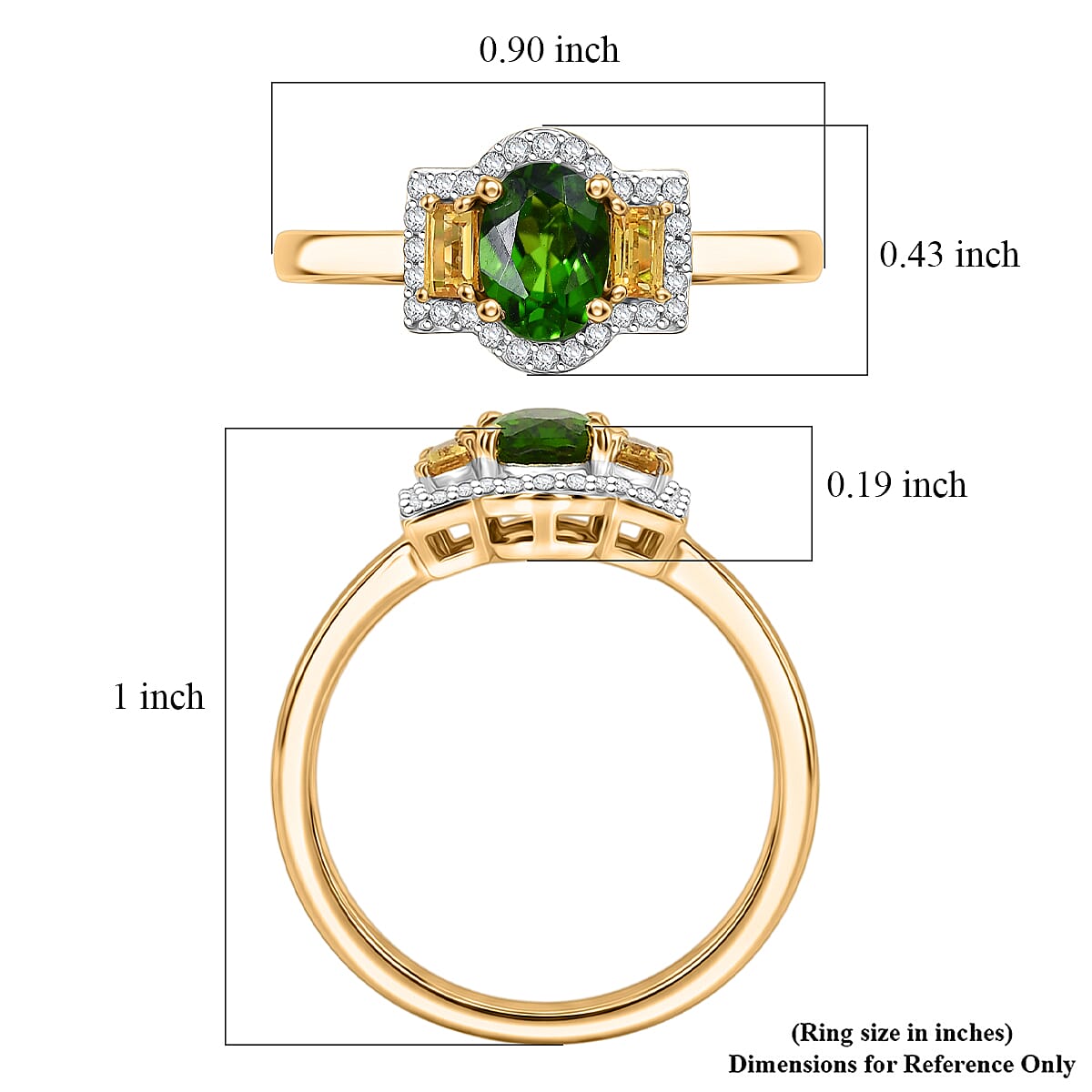 D'Joy Chrome Diopside and Multi Gemstone 1.25 ctw Twilight Garden Ring in 18K Vermeil Yellow Gold Over Sterling Silver (Size 7.0) image number 5