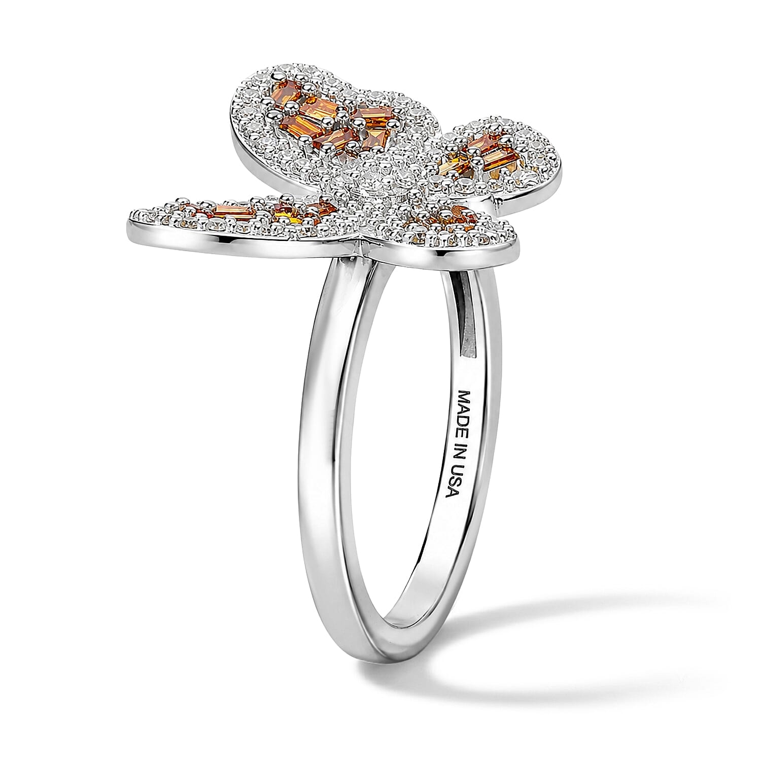 Luxuriant Lab Grown Red and White Diamond IR SI 0.50 ctw Fancy Ring in Rhodium Over Sterling Silver (Size 6.0)