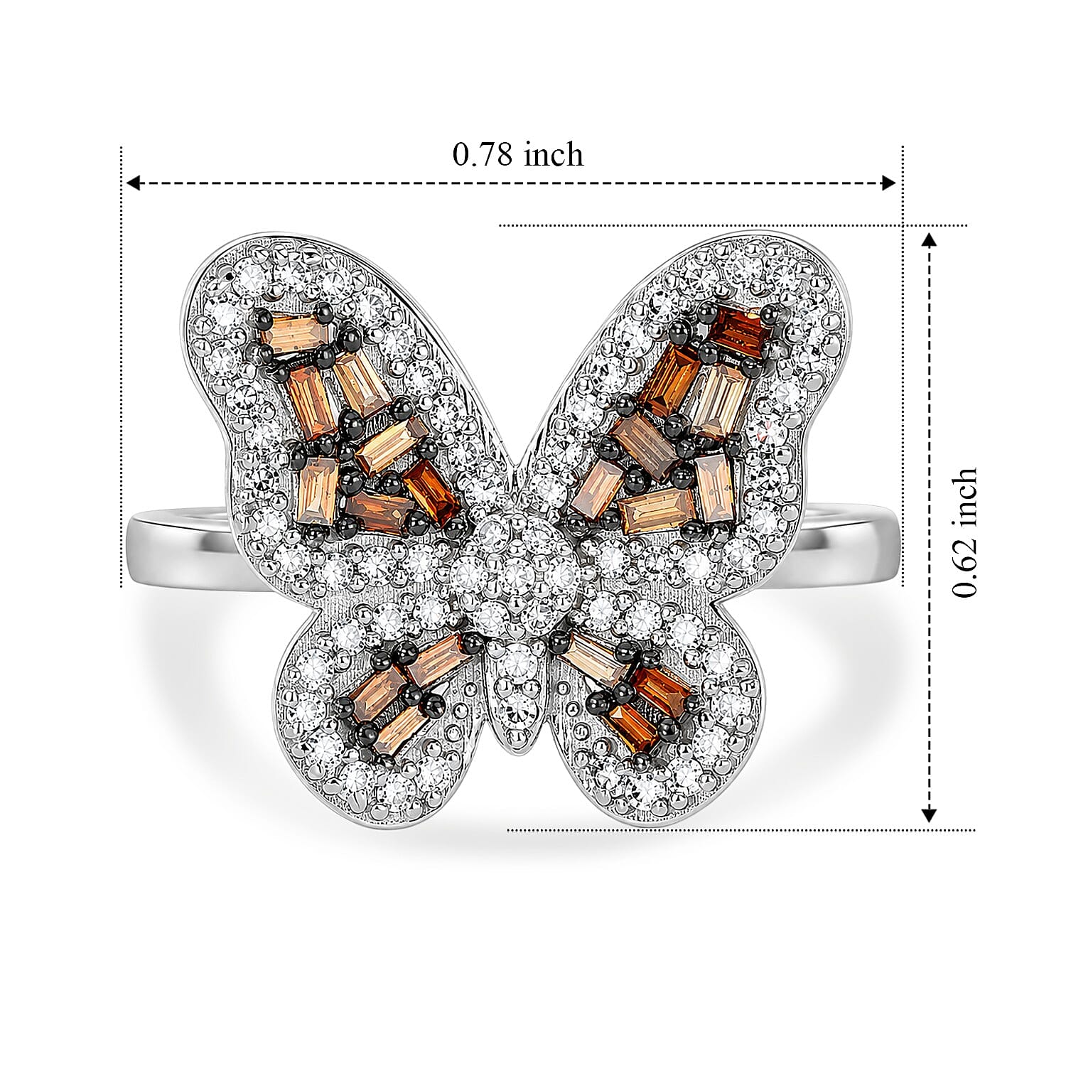 Luxuriant Lab Grown Red and White Diamond IR SI 0.50 ctw Fancy Ring in Rhodium Over Sterling Silver (Size 6.0)