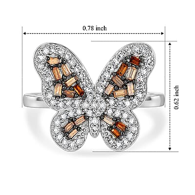 Luxuriant Lab Grown Red and White Diamond IR SI 0.50 ctw Fancy Ring in Rhodium Over Sterling Silver (Size 6.0)