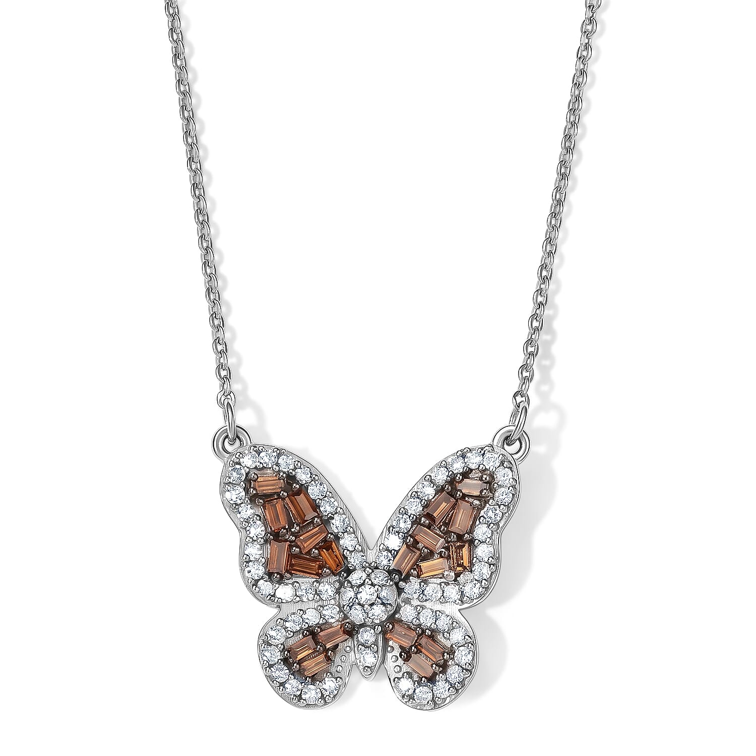 Luxuriant Lab Grown Red Diamond IR and Lab Grown Diamond SI 0.50 ctw Necklace (18 Inches) in Rhodium Over Sterling Silver