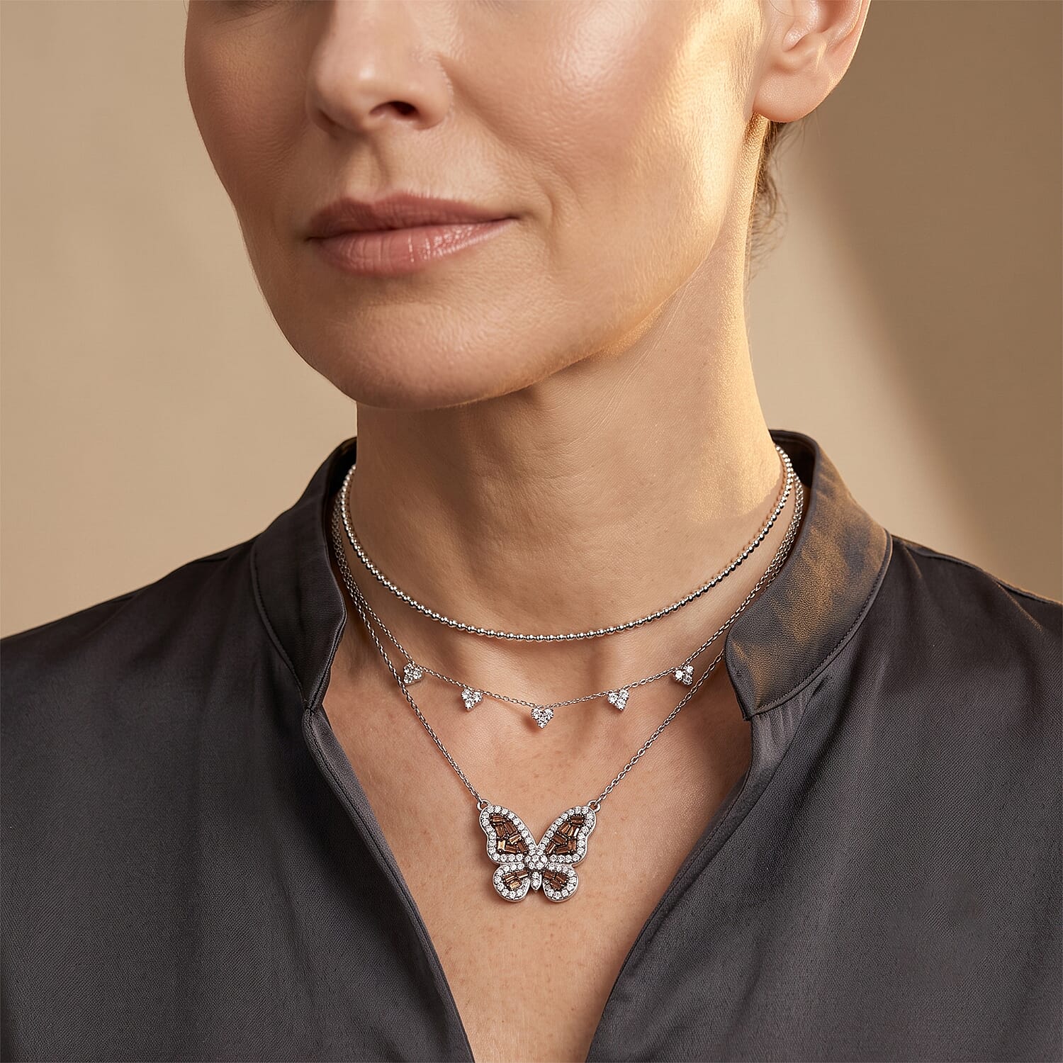Luxuriant Lab Grown Red Diamond IR and Lab Grown Diamond SI 0.50 ctw Necklace (18 Inches) in Rhodium Over Sterling Silver