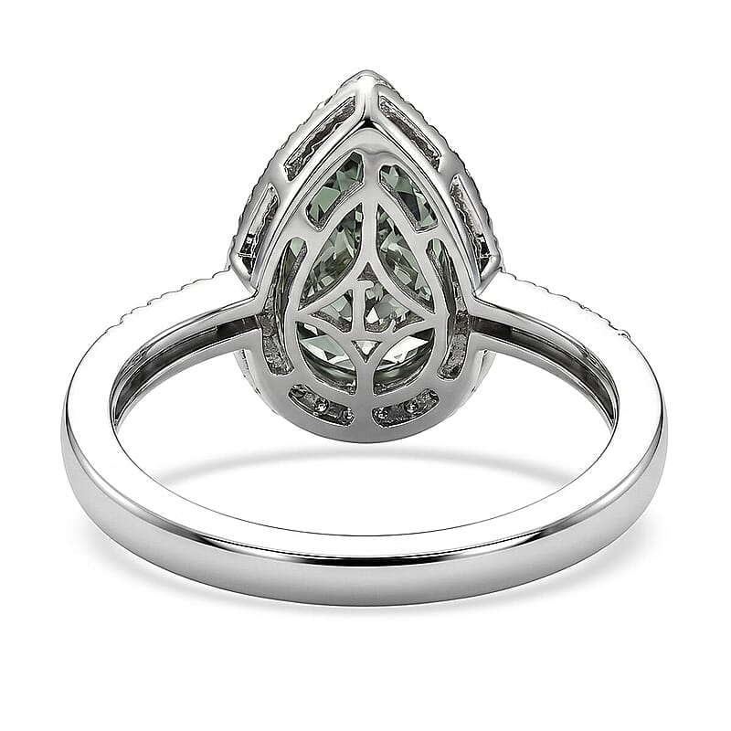 Luxuriant Lab Grown Green Diamond (IR) and Lab Grown Diamond (VS) 2.80 ctw Green Aurora Drop Ring in 950 Platinum (Size 5.0) 5.45 Grams