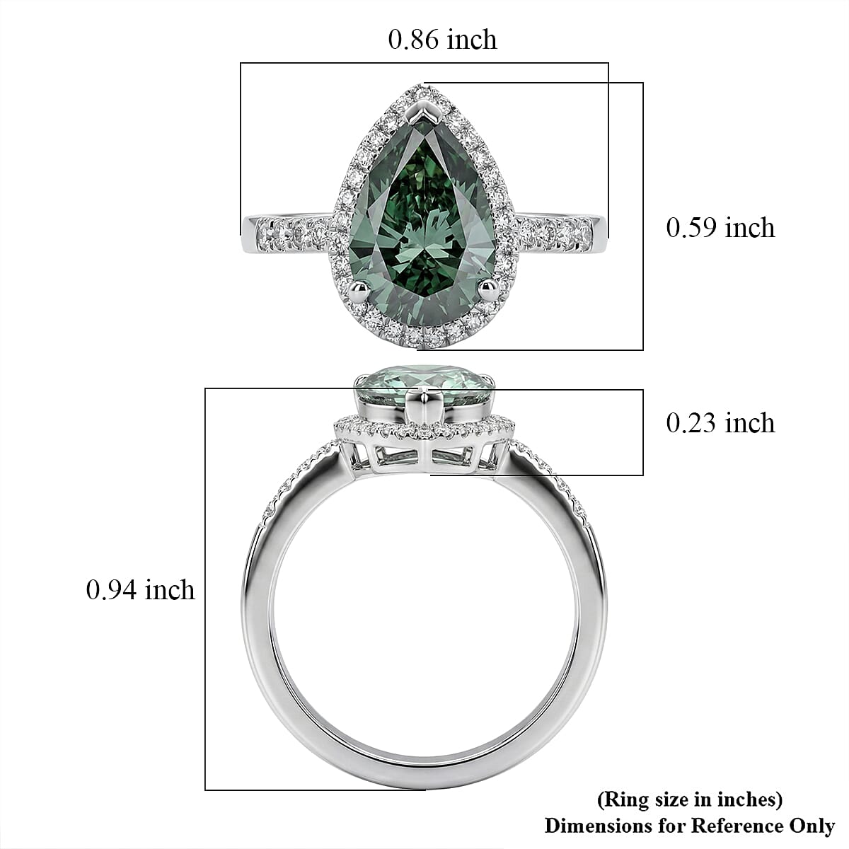 Luxuriant Lab Grown Green Diamond (IR) and Lab Grown Diamond (VS) 2.80 ctw Green Aurora Drop Ring in 950 Platinum (Size 6.0) 5.45 Grams