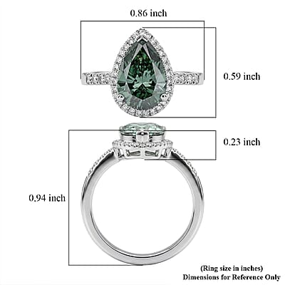 Luxuriant Lab Grown Green Diamond (IR) and Lab Grown Diamond (VS) 2.80 ctw Green Aurora Drop Ring in 950 Platinum (Size 6.0) 5.45 Grams