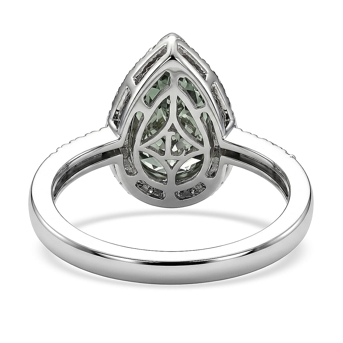 Luxuriant Lab Grown Green Diamond (IR) and Lab Grown Diamond (VS) 2.80 ctw Green Aurora Drop Ring in 950 Platinum (Size 7.0) 5.45 Grams