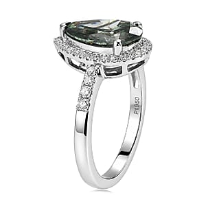 Luxuriant Lab Grown Green Diamond (IR) and Lab Grown Diamond (VS) 2.80 ctw Green Aurora Drop Ring in 950 Platinum (Size 8.0) 5.45 Grams