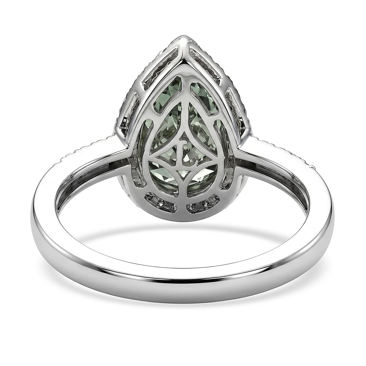 Luxuriant Lab Grown Green Diamond (IR) and Lab Grown Diamond (VS) 2.80 ctw Green Aurora Drop Ring in 950 Platinum (Size 8.0) 5.45 Grams image number 4