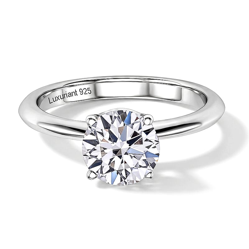 Luxuriant Lab Grown Diamond H-I VS 1.50 ctw Classic Solitaire Ring in Rhodium Over Sterling Silver (Size 10.0)