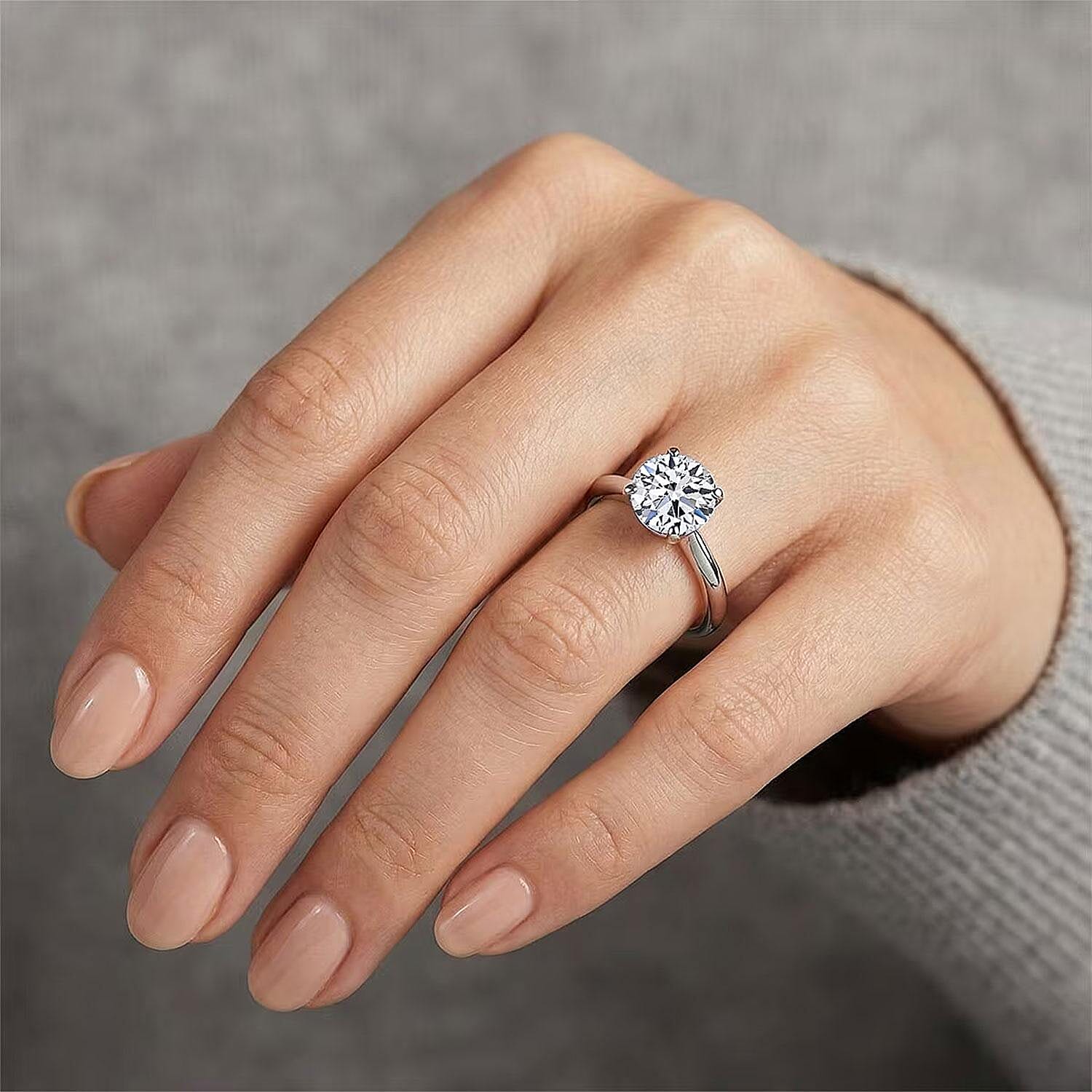 Luxuriant Lab Grown Diamond H-I VS 1.50 ctw Classic Solitaire Ring in Rhodium Over Sterling Silver (Size 10.0)