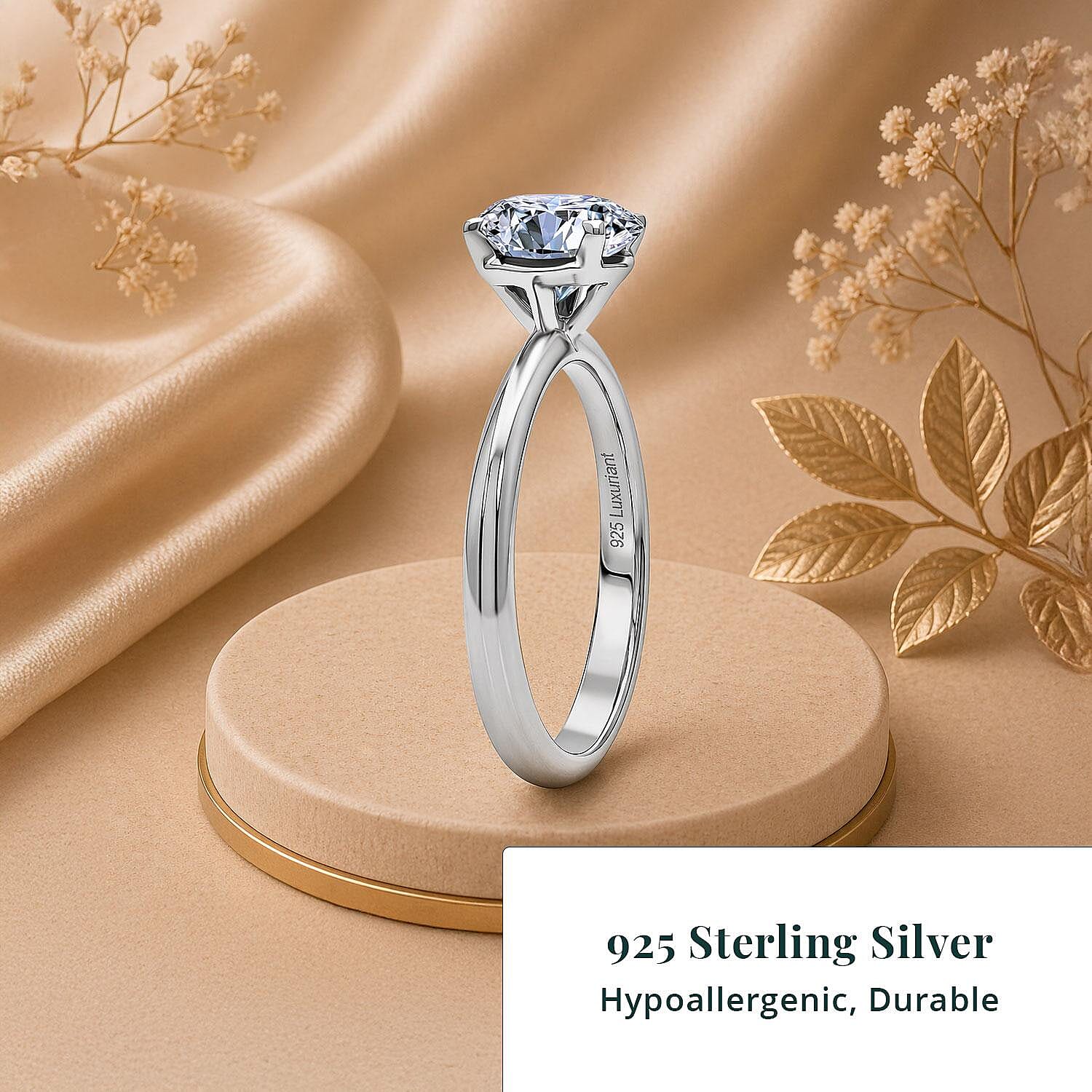 Luxuriant Lab Grown Diamond H-I VS 1.50 ctw Classic Solitaire Ring in Rhodium Over Sterling Silver (Size 10.0)