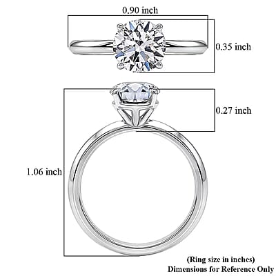 Luxuriant Lab Grown Diamond H-I VS 1.50 ctw Classic Solitaire Ring in Rhodium Over Sterling Silver (Size 10.0)