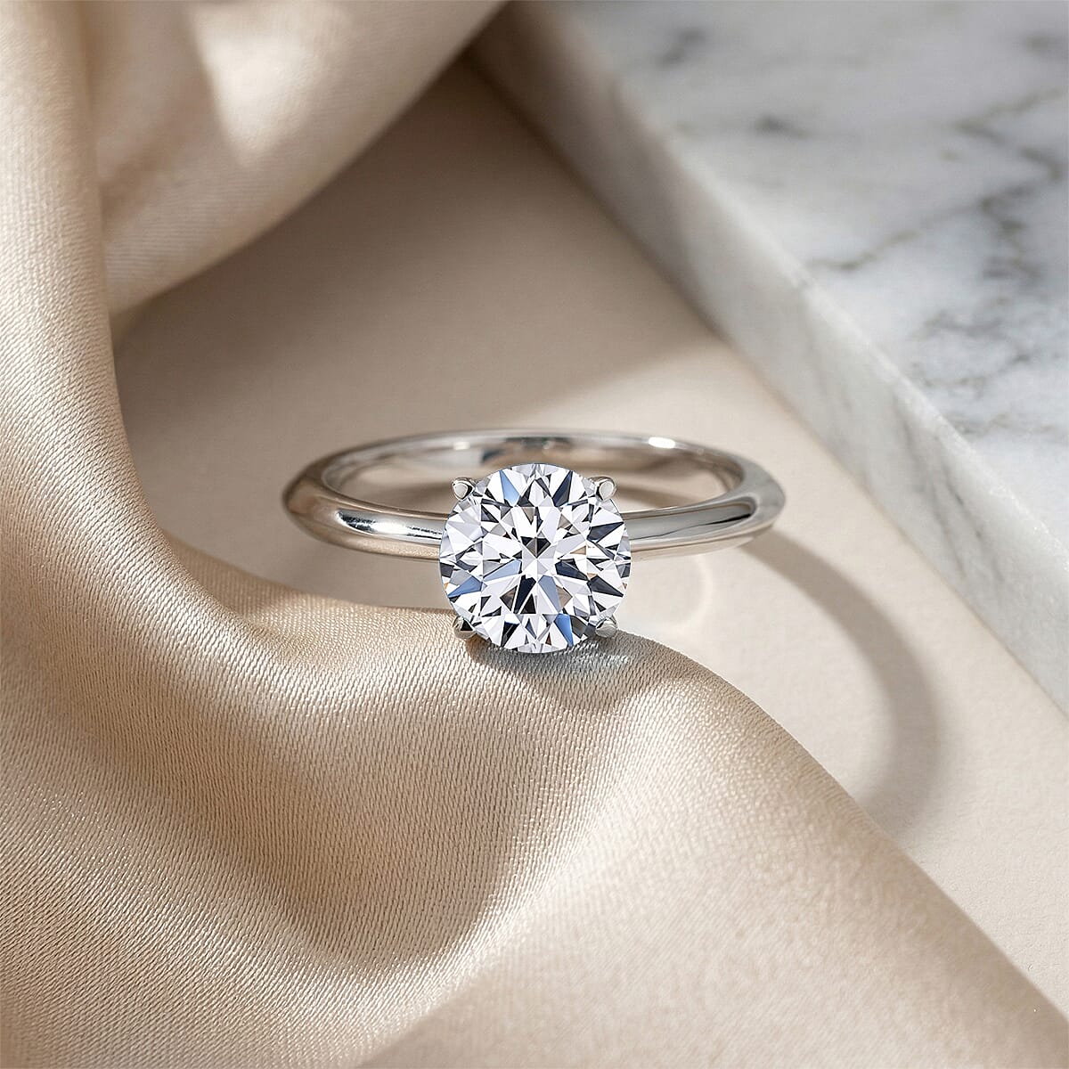 Luxuriant Lab Grown Diamond H-I VS 1.50 ctw Ring in Rhodium Over Sterling Silver (Size 6.0) image number 1