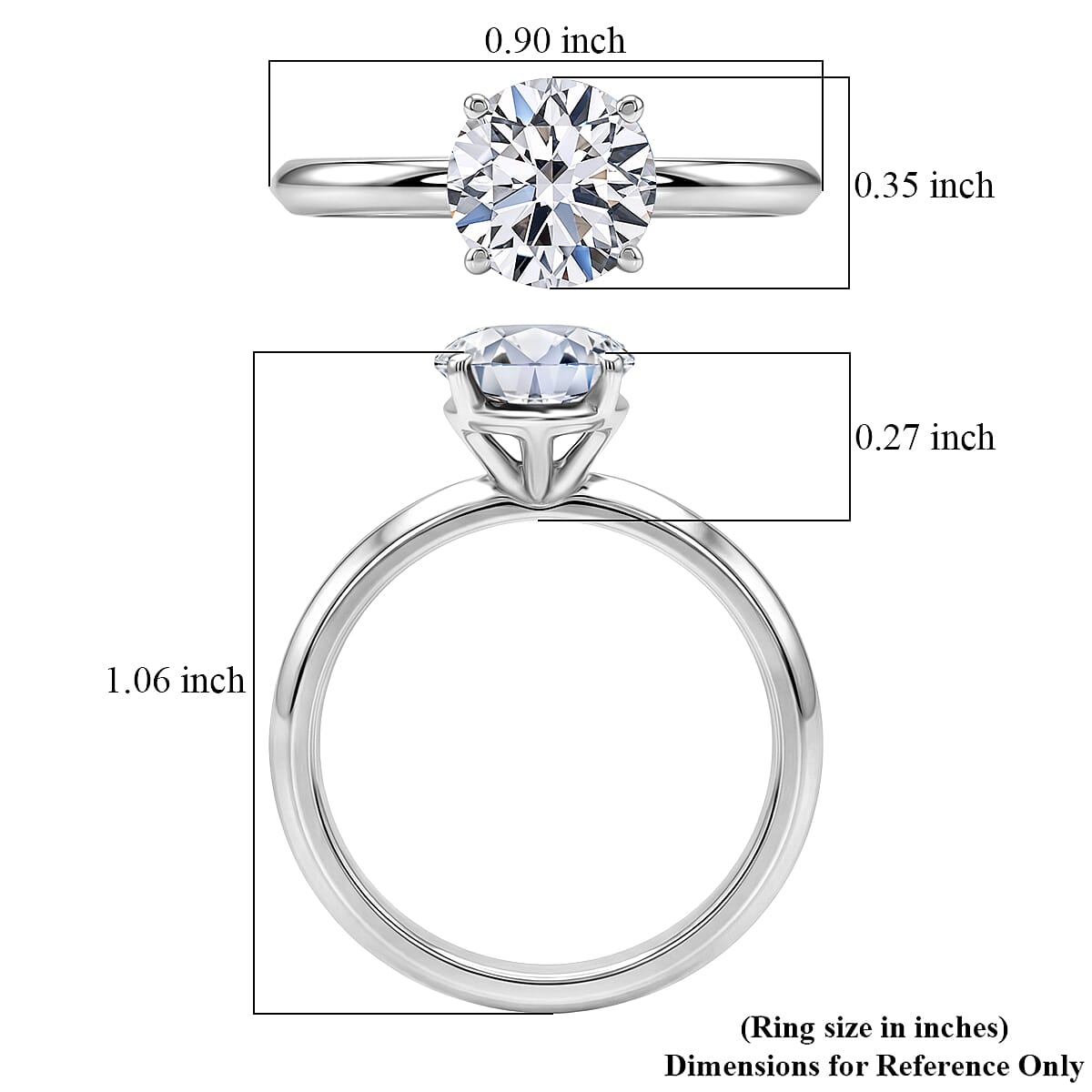 Luxuriant Lab Grown Diamond H-I VS 1.50 ctw Ring in Rhodium Over Sterling Silver (Size 6.0) image number 5