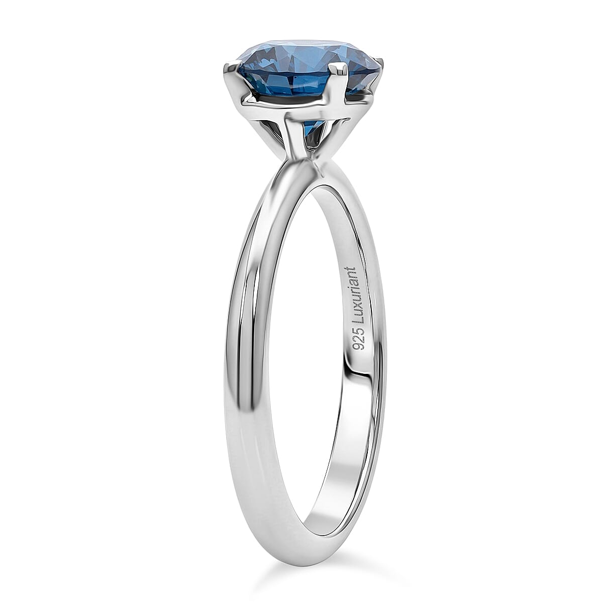 Luxuriant Lab Grown Blue Diamond (IR) 1.50 ctw Classic Solitaire Ring in Rhodium Over Sterling Silver (Size 6.0) image number 3