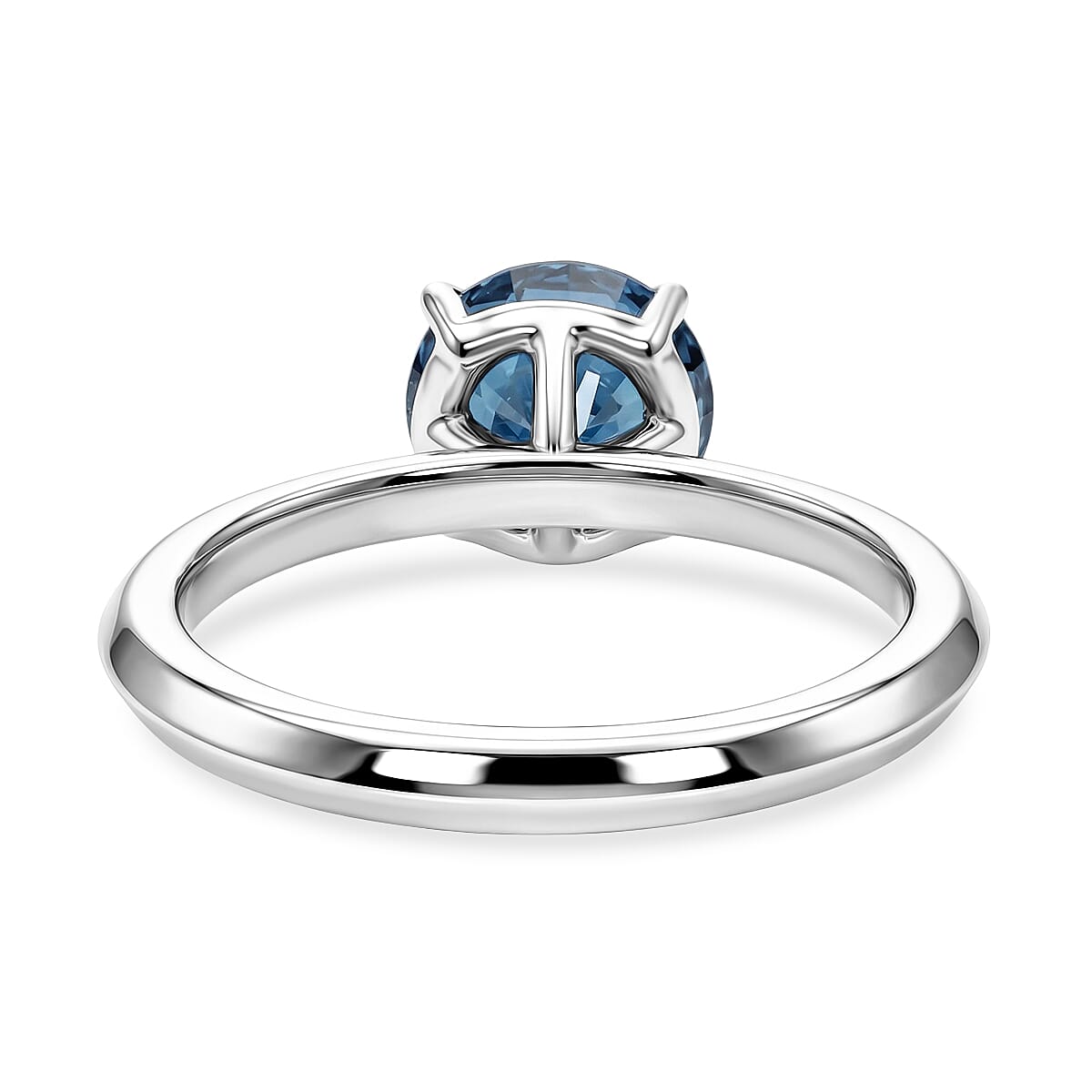 Luxuriant Lab Grown Blue Diamond (IR) 1.50 ctw Classic Solitaire Ring in Rhodium Over Sterling Silver (Size 6.0) image number 4