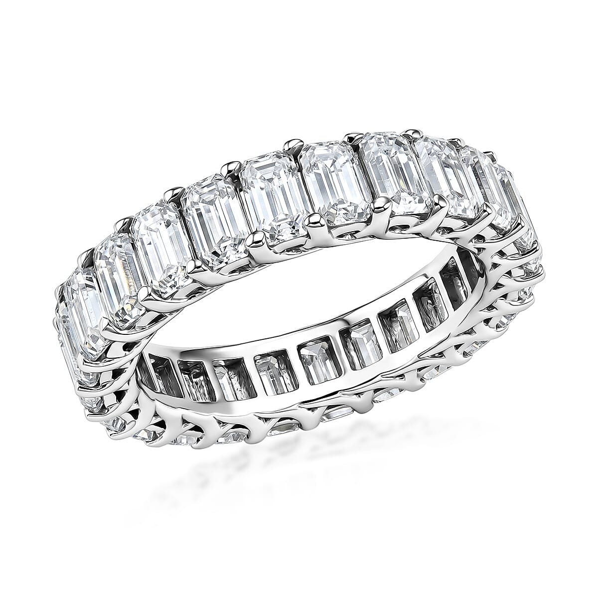 D'Joy Moissanite 6.85 ctw Men's Ring in Rhodium Over Sterling Silver (Size 9.0)
