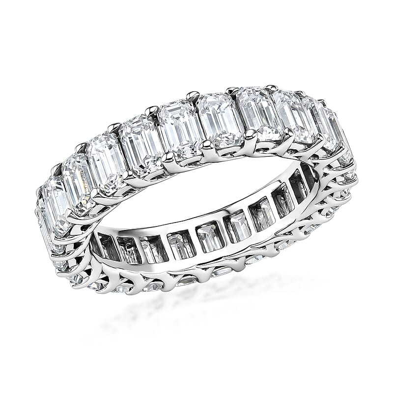 D'Joy Moissanite 6.85 ctw Men's Ring in Rhodium Over Sterling Silver (Size 9.0)