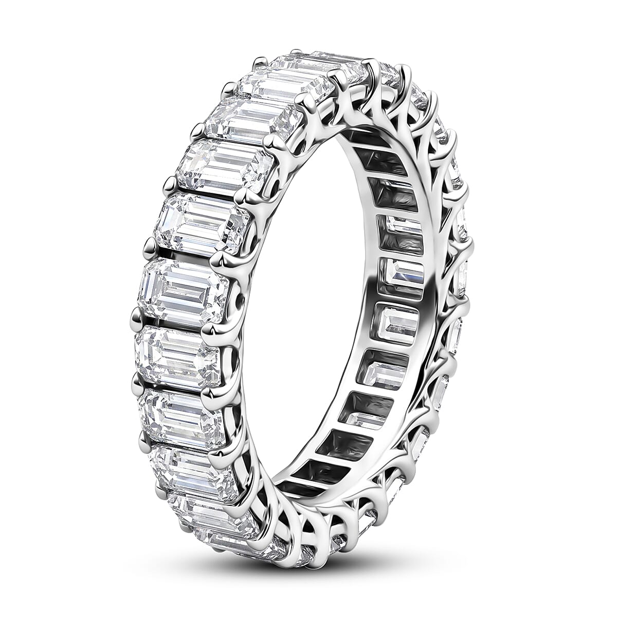 D'Joy Moissanite 6.85 ctw Men's Ring in Rhodium Over Sterling Silver (Size 9.0) image number 3