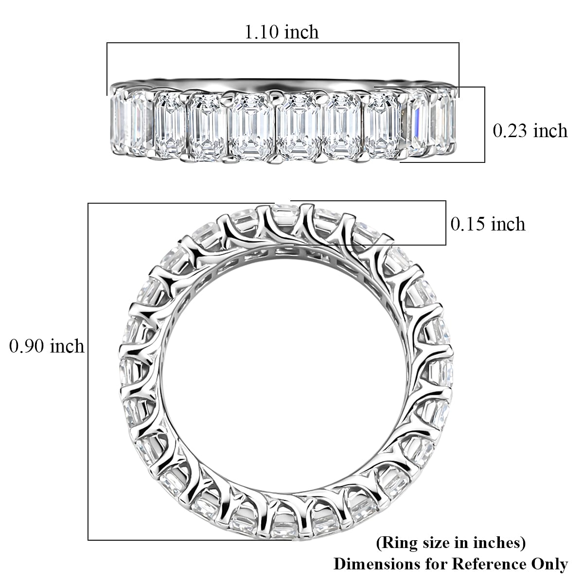 D'Joy Moissanite 6.85 ctw Men's Ring in Rhodium Over Sterling Silver (Size 9.0)