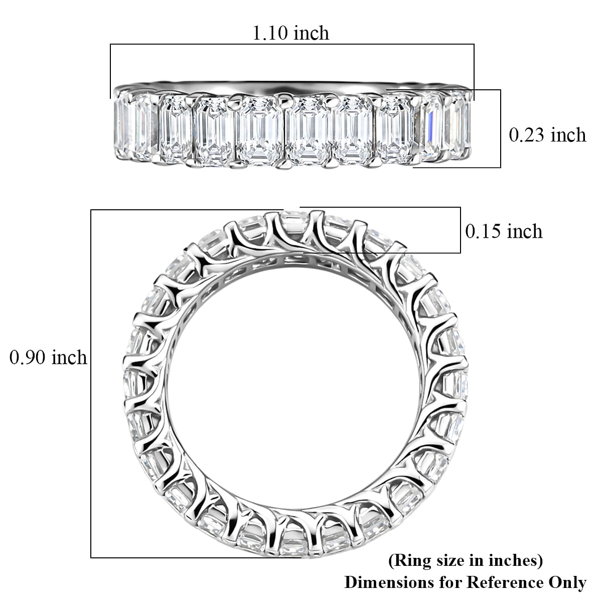 D'Joy Moissanite 6.85 ctw Men's Ring in Rhodium Over Sterling Silver (Size 9.0) image number 4