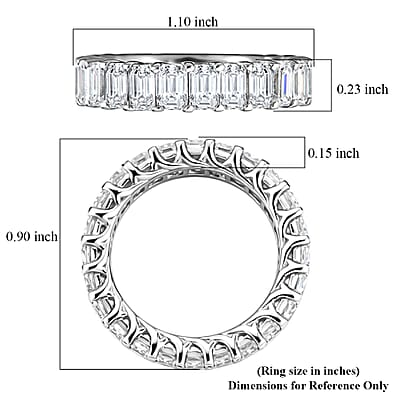 D'Joy Moissanite 6.85 ctw Men's Ring in Rhodium Over Sterling Silver (Size 9.0)