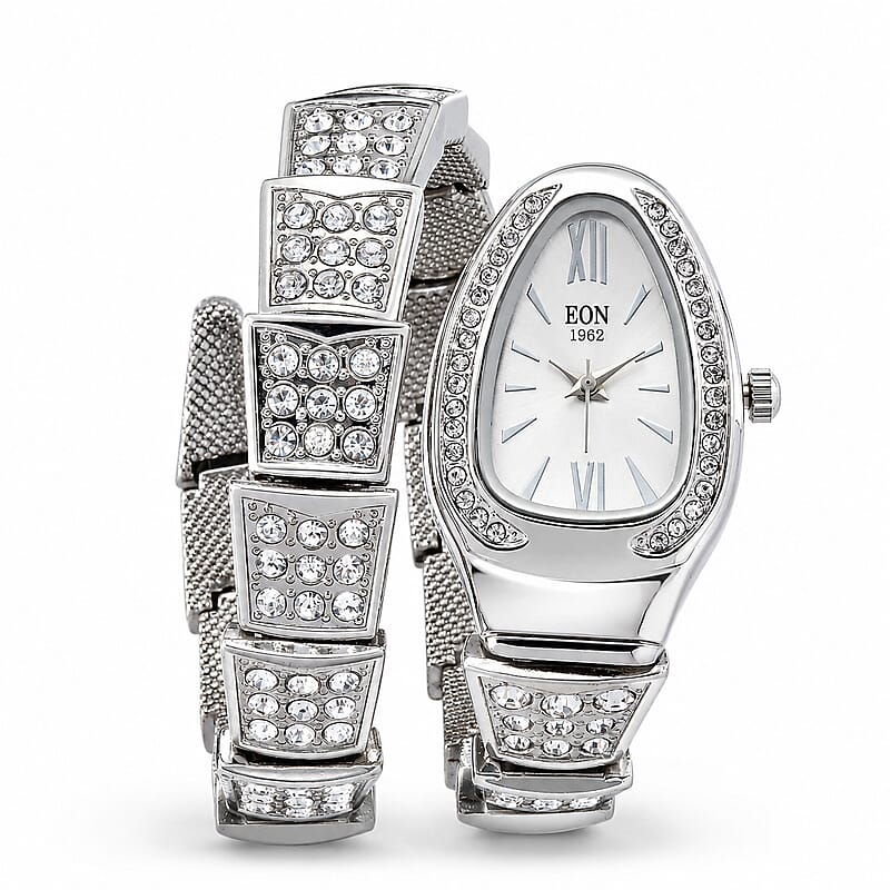 EON 1962 SL68 Quartz Movement Bangle Watch in Silvertone
