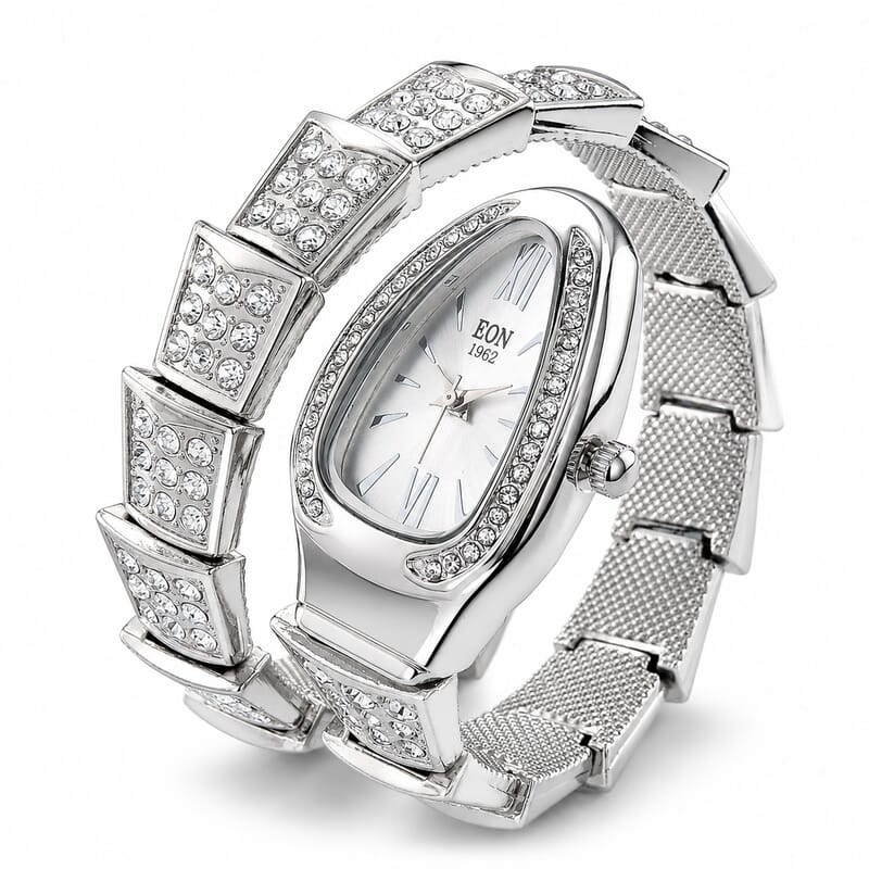 EON 1962 SL68 Quartz Movement Bangle Watch in Silvertone