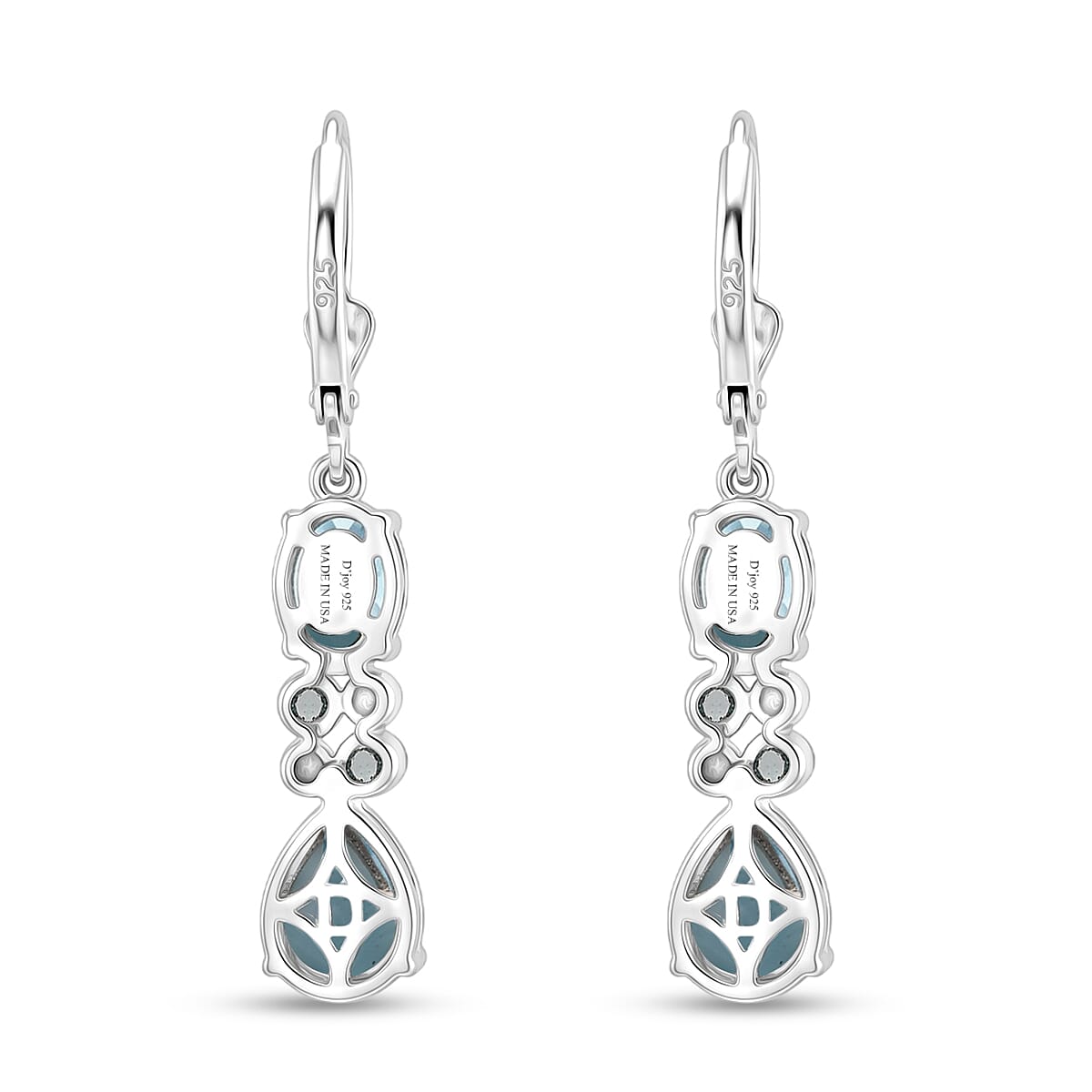 D'Joy Premium Larimar and Multi Gemstone 4.10 ctw Seafoam Earrings in Rhodium Over Sterling Silver