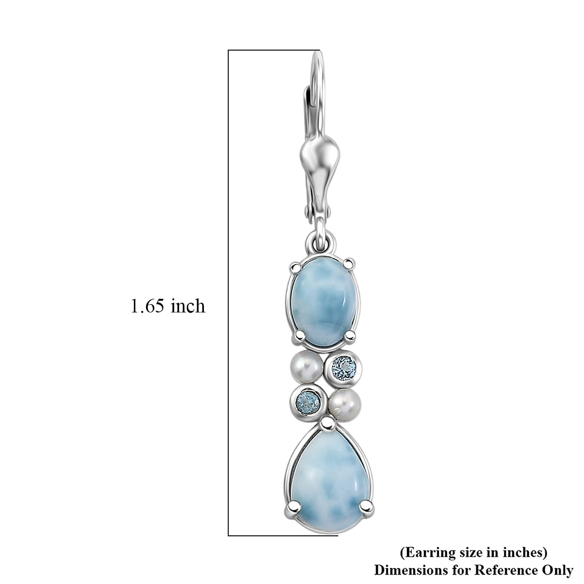 D'Joy Premium Larimar and Multi Gemstone 4.10 ctw Earrings in Rhodium Over Sterling Silver image number 5