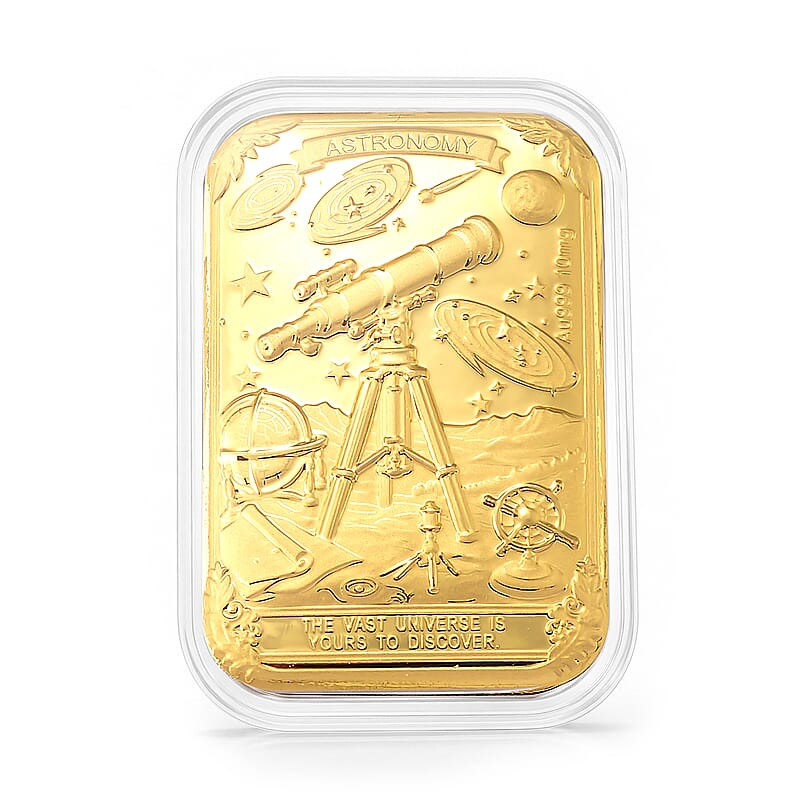 24K Yellow Gold Astronomy The Vast Universe is Yours to Discover Embossed Sheet (31x45.5mm) 10mg (Custom Light Display Box Free with Purchase)