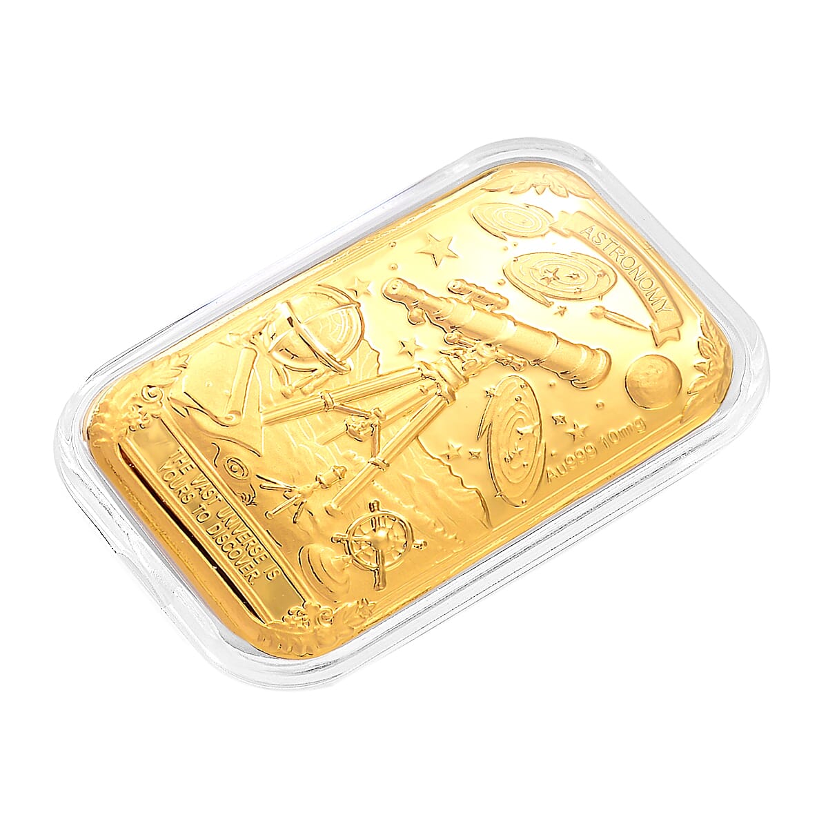 24K Yellow Gold Astronomy The Vast Universe is Yours to Discover Embossed Sheet (31x45.5mm) 10mg